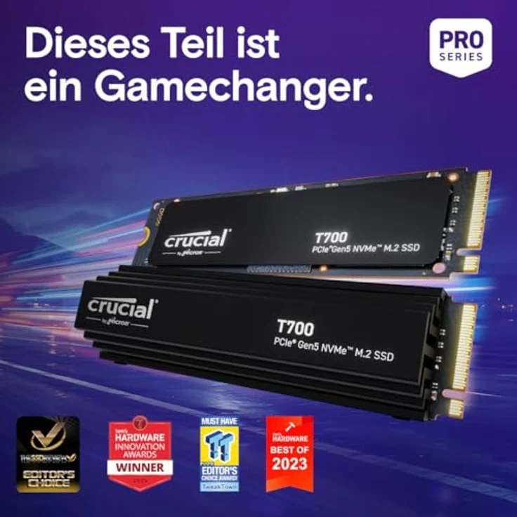 Crucial T700 1TB Gen5 NVMe M.2 SSD mit Kühlkörper - Bis zu 11.700 MB/s - DirectStorage-fähig - CT1000T700SSD5 - Gaming, Fotografie, Videobearbeitung & Design - Internes Solid State-Laufwerk – Bild 6