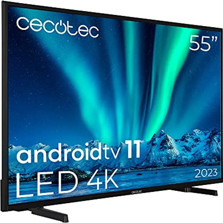 Cecotec TV LED 55" Smart TV A -Serie ALU00055. 4K UHD, Android 11, MEMC, Integrated Chromecast, Dolby Vision und Dolby Atmos, HDR10, Modell 2023