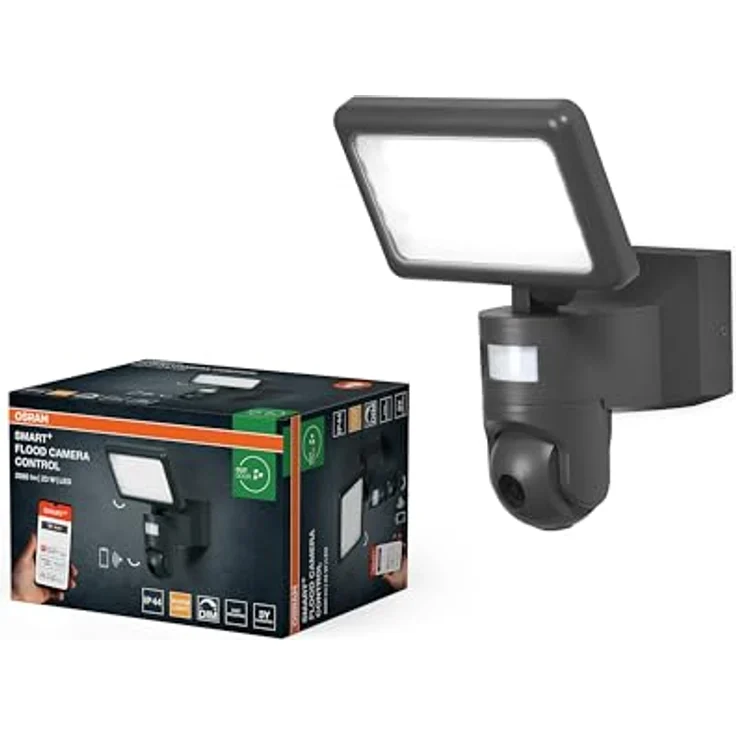 Osram SMART+ FLOOD CAMERA CONTROL, Netzwerkkamera mit HD Live-Bildübertragung, grau, 2000 Lumen, IP44 – Bild 5