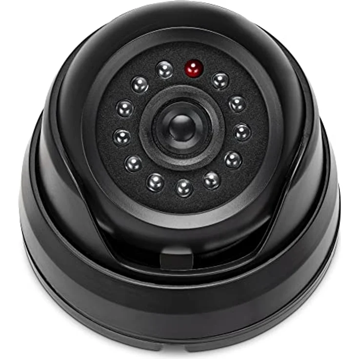kwmobile Dummy Kamera für Deckenunterbau - mit LED Licht - Dome Überwachungskamera Attrappe - täuschend echte Fake Security Camera in Schwarz – Bild 1