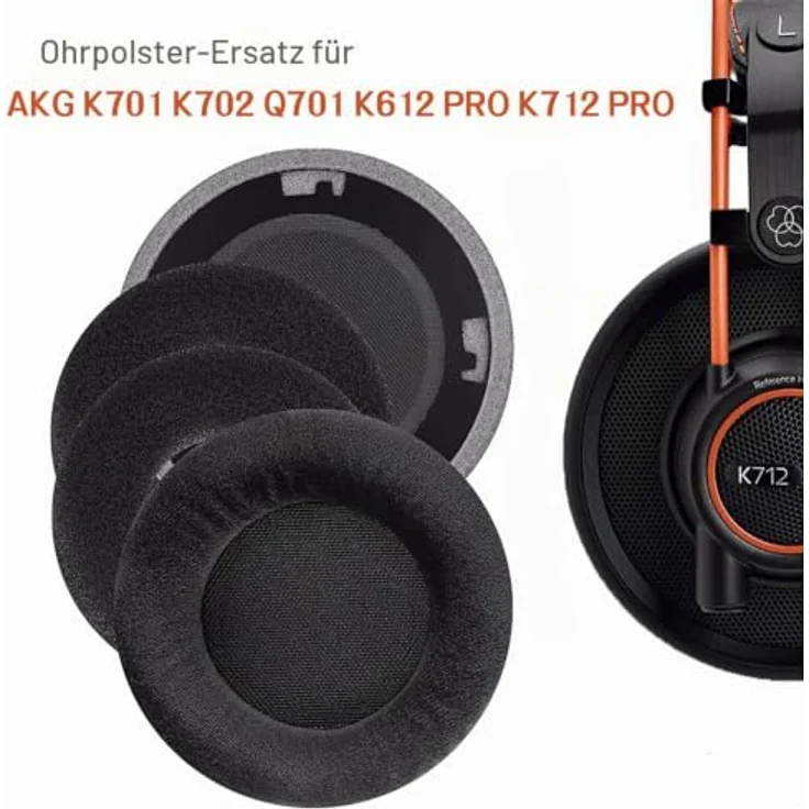 INF Ersatz Ohrpolster für AKG K701 K702 Q701 K612 PRO K712 PRO, Samt-Ohrpolster mit ergonomischem Design und Geräuschisolierung, 2 Stück, Maße 11x11x2 cm – Bild 4