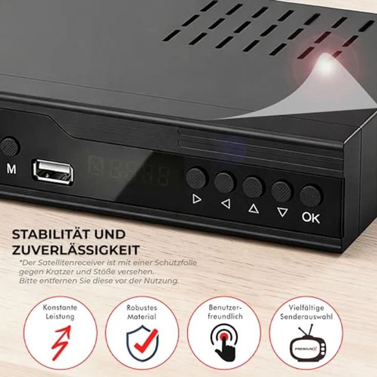 PremiumX FTA 522 HD, DVB-S2 Digital Satellitenreceiver, Unicable tauglich, HDMI & SCART, 2x USB Media Player, 12V FullHD, 4000 Sender Speicher, vorinstallierte deutsche Sender – Bild 5