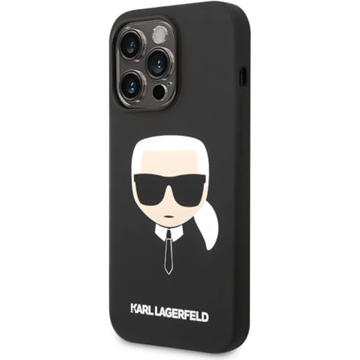 Karl Lagerfeld KLHCP14XSLKHBK Hülle für iPhone 14 Pro Max 6,7", Silikon Hardcase in Schwarz mit Karl's Head Muster – Bild 2