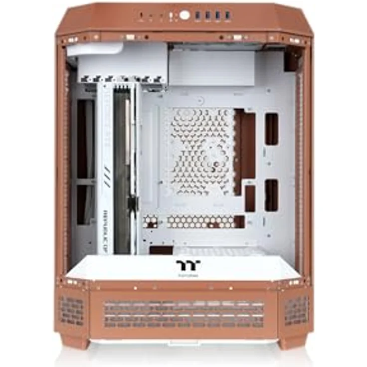Thermaltake The Tower 600 Mid Tower Chassis, vertikales Design mit Hidden Connectors und Kühlungsunterstützung, Mocha Mousse – Bild 2