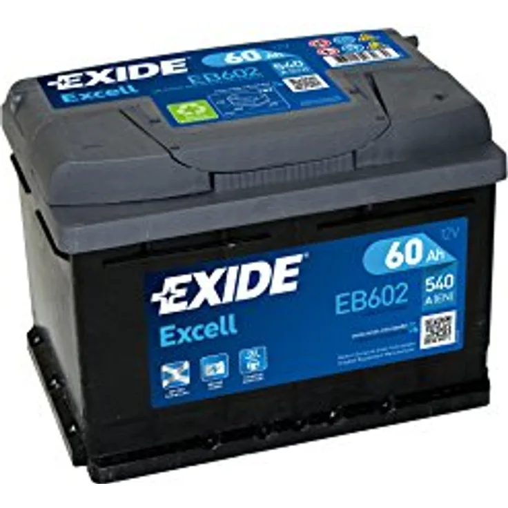 EXIDE Excell Starterbatterie 12V 60Ah 540A/EN, B13, LB2, kompatibel mit OPEL Corsa D und BMW 3 Limo