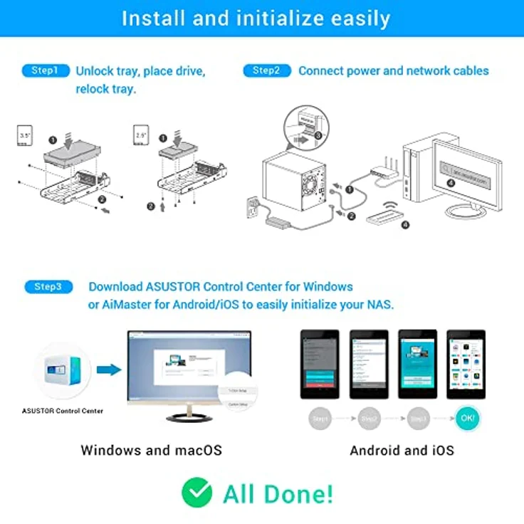 Asustor NAS AS6602T 0/2HDD/SSD (2.5/3.5 SATA III) (90-AS6602T00-MD30) – Bild 3