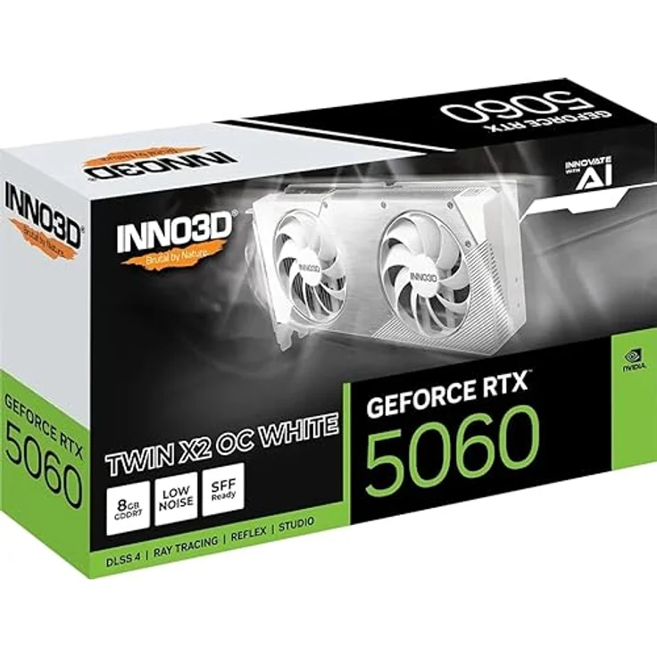 Inno3D RTX 5060 Twin X2 OC White, Grafikarte mit 8 GB GDDR7, HDMI und 3x DisplayPort – Bild 2