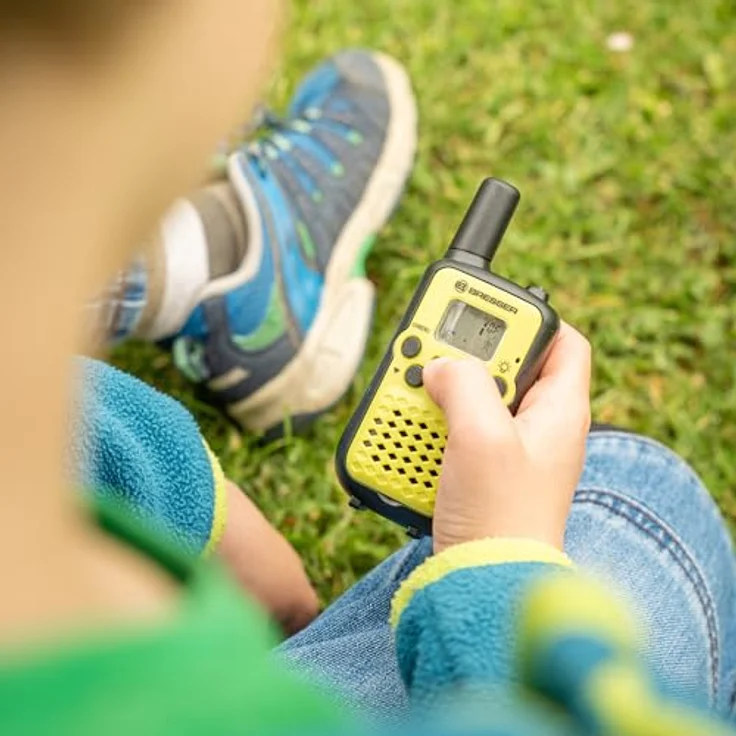 Bresser Junior Walkie Talkie, wiederaufladbares Funkgerät für Kinder, grün, hohe Reichweite bis 6 km, Freihand-Modus, 8 Kanäle, integrierte Taschenlampe – Bild 2