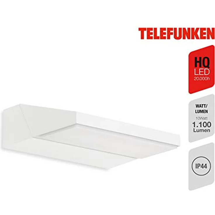 TELEFUNKEN - LED Außenwandleuchte, Außenwandlampe, Kopf drehbar, 10 Watt, 1.100 Lumen, 4.000 Kelvin, IP44, Weiß, 172x141x52mm (LxBxH) – Bild 2