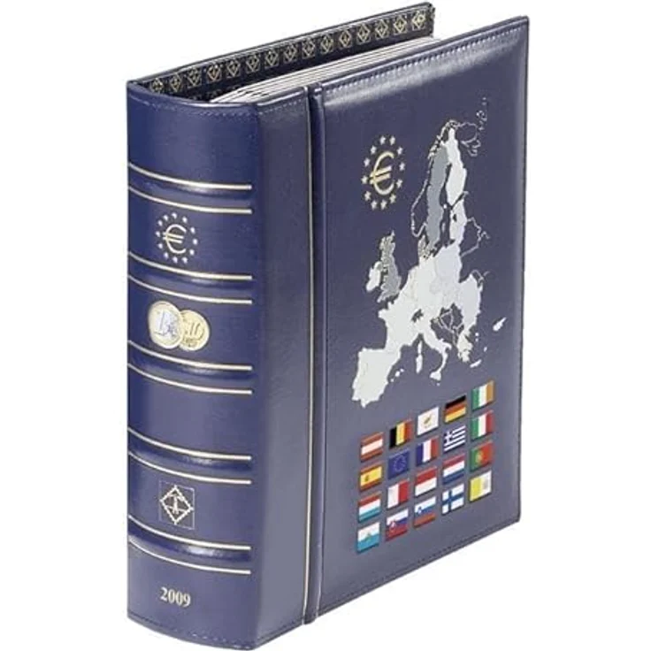 Leuchtturm VISTA Fotoalbum und Münzalbum, Band 1 für 12 Euro Kursmünzensätze, blau, inkl. Schutzkassette – Bild 4