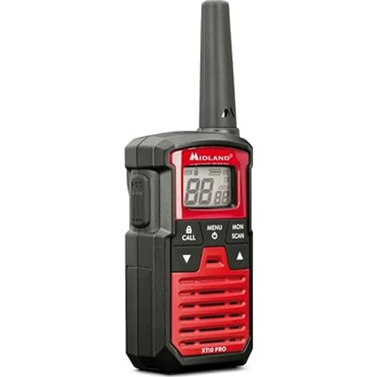 MIDLAND Walkie Talkie XT10 Pro, 16 PMR446-Kanäle, spritzwassergeschützt, Schwarz/Rot - 2er Pack – Bild 4