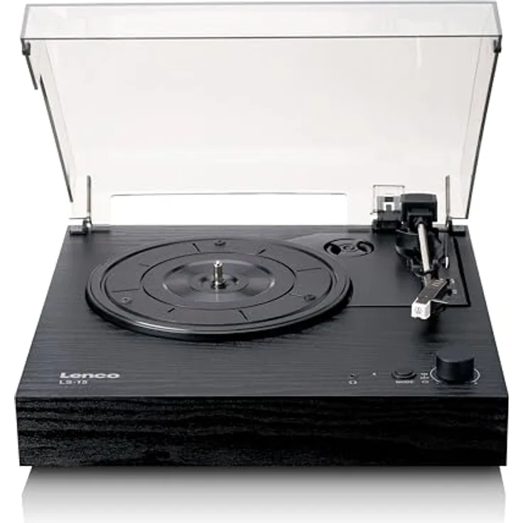 Lenco LS-15BK Plattenspieler - Bluetooth® Empfang & Übertragung, AT3600L Tonabnehmer, Riemenantrieb - Schwarz