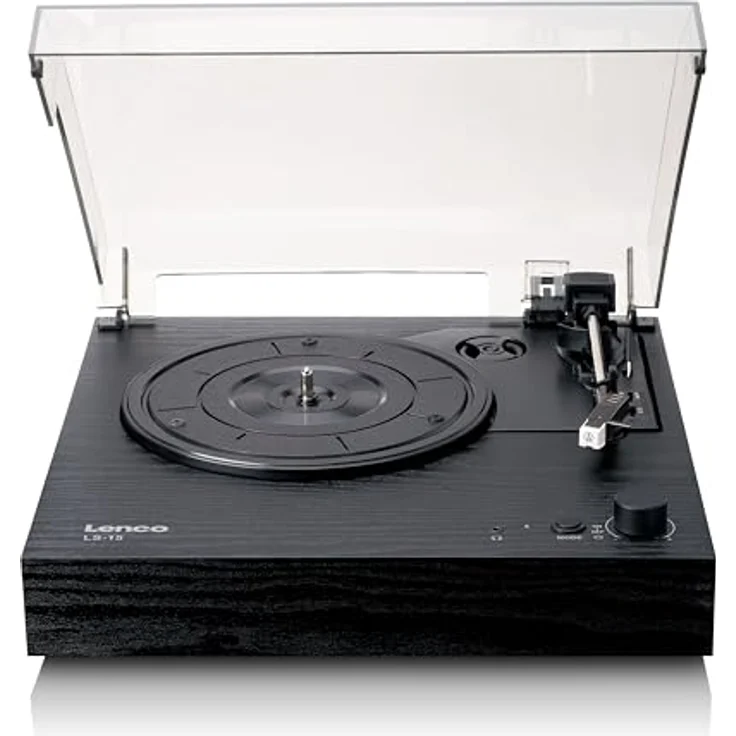 Lenco LS-15BK Plattenspieler - Bluetooth® Empfang & Übertragung, AT3600L Tonabnehmer, Riemenantrieb - Schwarz – Bild 1