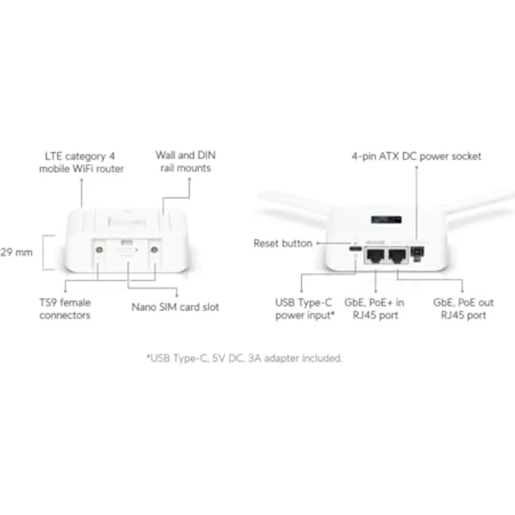 Ubiquiti UniFi Mobile Router, mobiler WiFi-Router mit LTE-Kategorie 4, vorinstallierter AT&T nano-SIM, Weiss – Bild 5