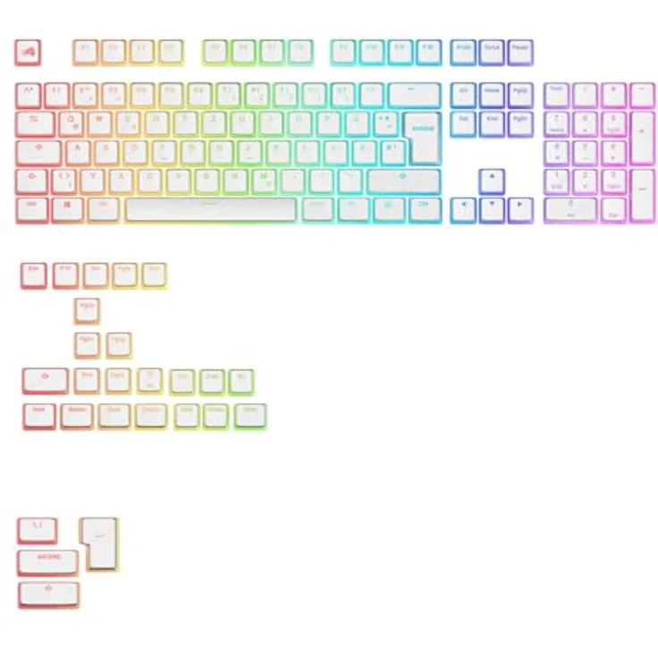 Glorious Aura V3 Keycaps, ISO Layout (DE), PBT, Doubleshot - Weiß – Bild 1