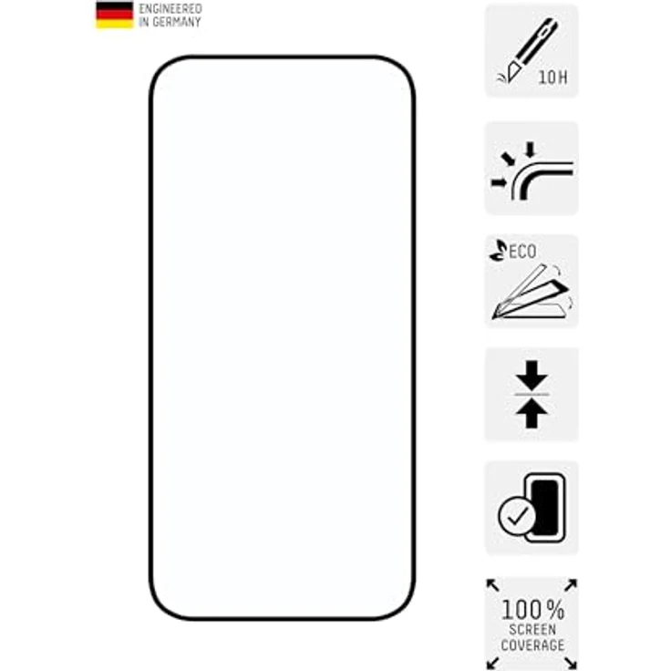 Displex Full Cover Panzerglas (10H) für Apple iPhone 15/15 Pro, vollständige Displayabdeckung, kratzresistent, hüllenfreundlich, Eco-Montagerahmen – Bild 2