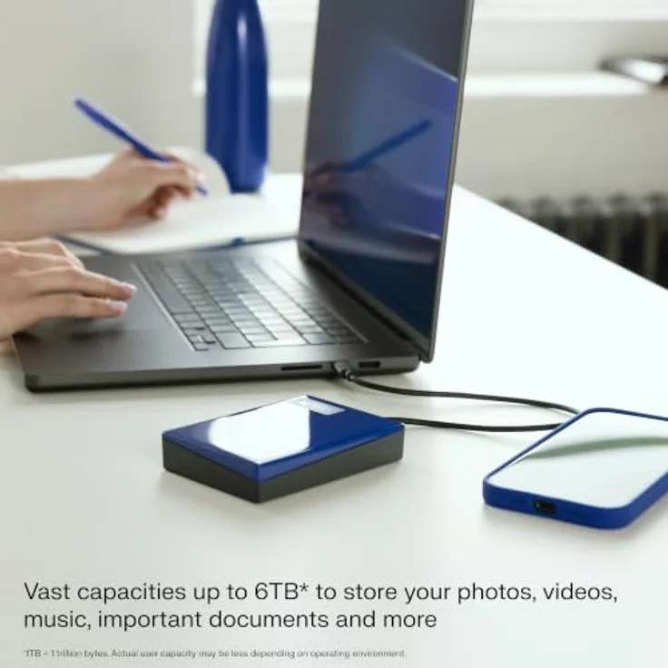 Western Digital WD My Passport 4TB, externe Festplatte mit USB-C, 256-Bit AES-Verschlüsselung, blau – Bild 2