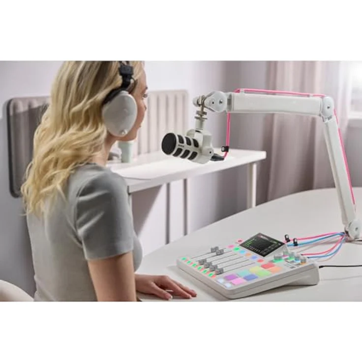 RØDE Rodecaster Pro II Audio Production Studio, Mischpult mit Wi-Fi, Bluetooth und integriertem Recorder, weiß + Rode Podmic Mikrofon, weiß + keepdrum XLR-Kabel – Bild 5