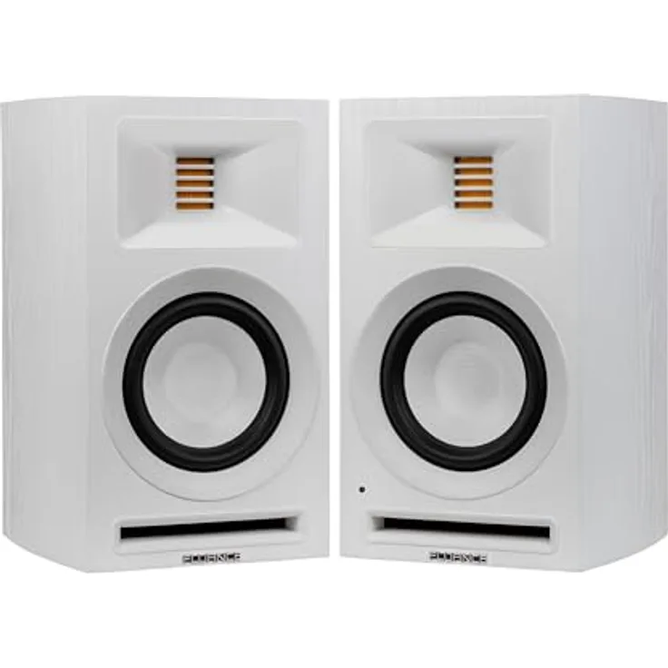 Fluance Ri71 Referenz-Regallautsprecher mit 120W-Verstärker, AMT-Hochtönern, 5"-Treibern, HDMI, Bluetooth und Subwoofer-Ausgang – weiße Esche