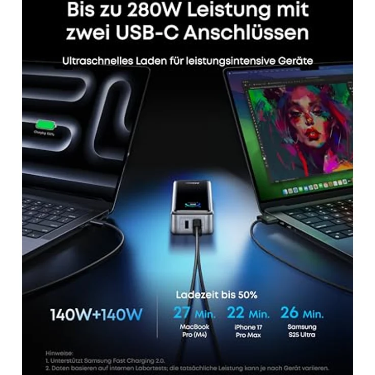 Anker Prime Powerbank 26250mAh, tragbares Ladegerät mit 300W Ausgang, 3 Ports, bidirektionales Laden, App-Steuerung, TSA-zugelassen für MacBook und iPhone 16/17-Serie – Bild 3