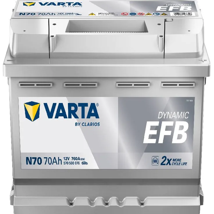 VARTA N70 Blue Dynamic EFB, 70Ah 760A Autobatterie für Start-Stopp-Fahrzeuge, 12V