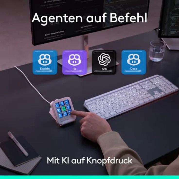 Logitech MX Keypad, programmierbares Makro-Pad mit 9 anpassbaren Tasten, IntelliJ - Hellgrau – Bild 4