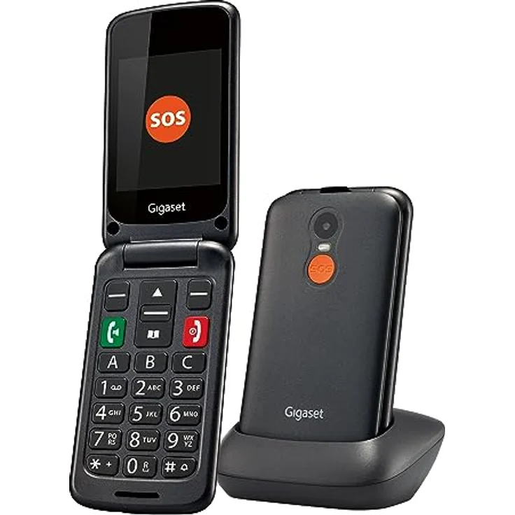 Gigaset GL590 GSM - Senioren GSM Handy Aufklappbar - SOS-Funktion - einfache Bedienung mit 2,8" Farbdisplay - Hörgerätkompatibel, Mobiltelefon 32MB Speicher - Vertragsfrei, schwarz – Bild 1