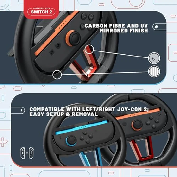 STEALTH S2-RW2, Steuerrad für Nintendo Switch 2, Schwarz, Twin Racing Wheels, Mehrfarbig – Bild 6