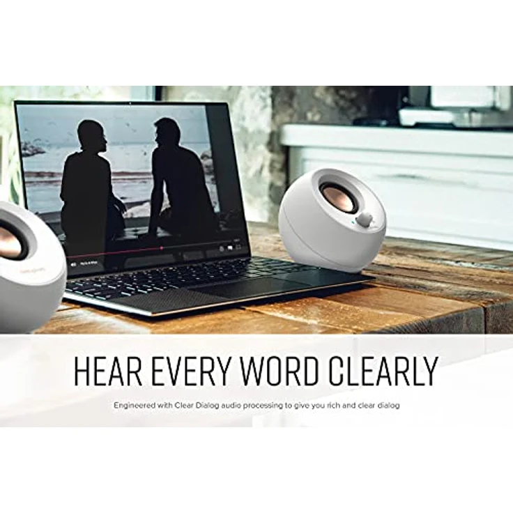 CREATIVE Pebble V3 Desktop-Lautsprecher USB-C 2.0 mit USB Audio, Clear Dialog, Bluetooth 5.0, 8W RMS mit 16W Spitzenleistung, USB-A-Adapter inklusive (schwarz) – Bild 2