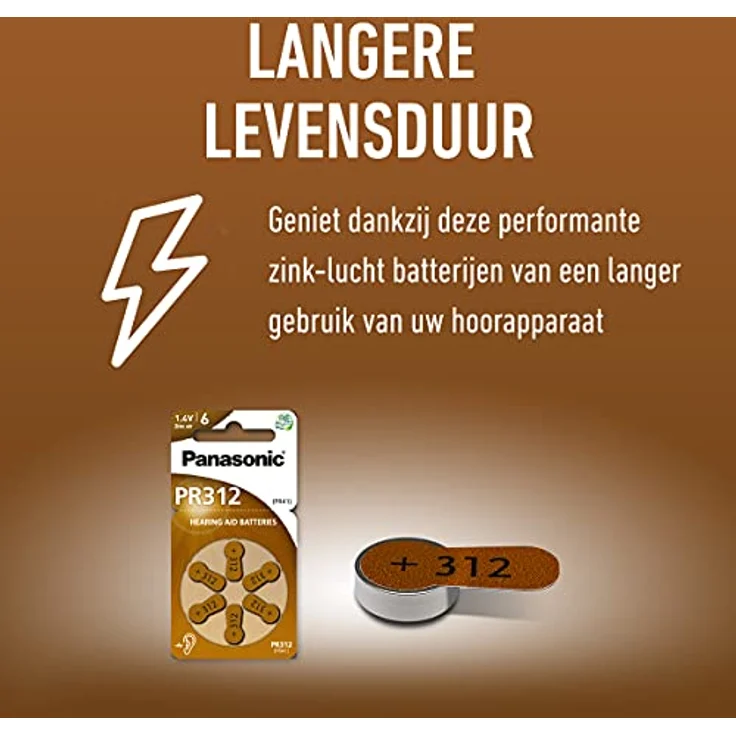 Panasonic PR312 Zink-Luft-Batterien für Hörgeräte, Typ 312, 1.4V, Hörgerätbatterien, 10 Packungen (60 Stück), braun – Bild 8