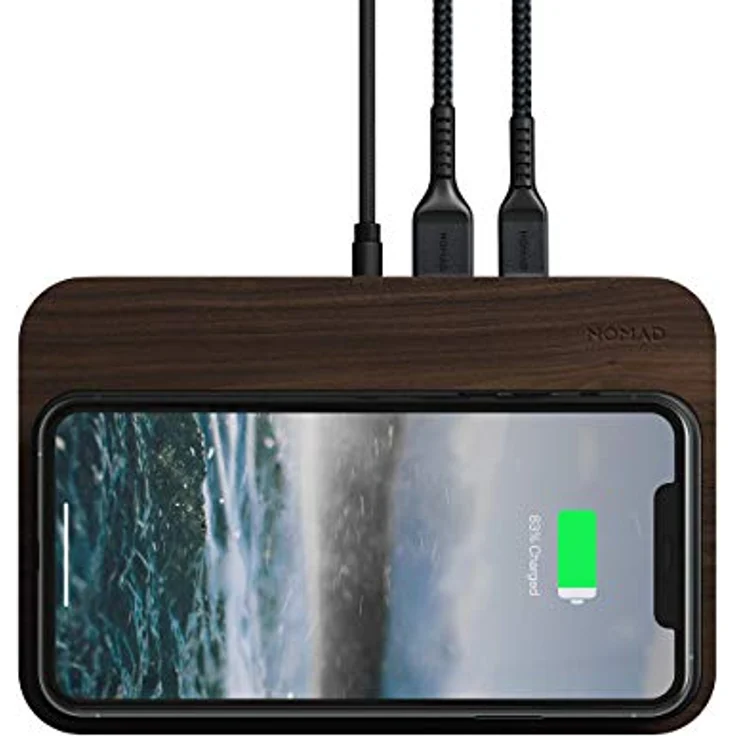 Nomad Base Station, Wallnuss-Edition, für iPhone/AirPods, USB-C/USB-A, holz – Bild 3