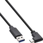InLine USB-C auf USB-A Kabel, gewinkelt, USB 3.2 Gen.2, 10Gb/s, 3A, 1m, schwarz, 35711W