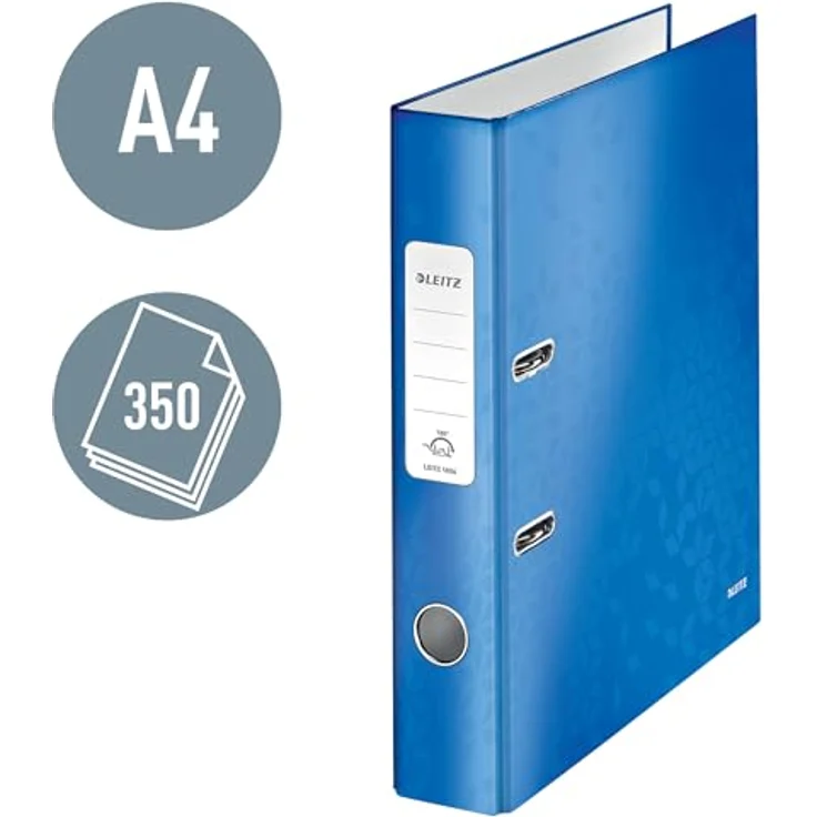 LEITZ Aktenordner Ordner WOW Rückenbreite: 52 mm für DIN A4, laminierter glänzender Design (blau) – Bild 2