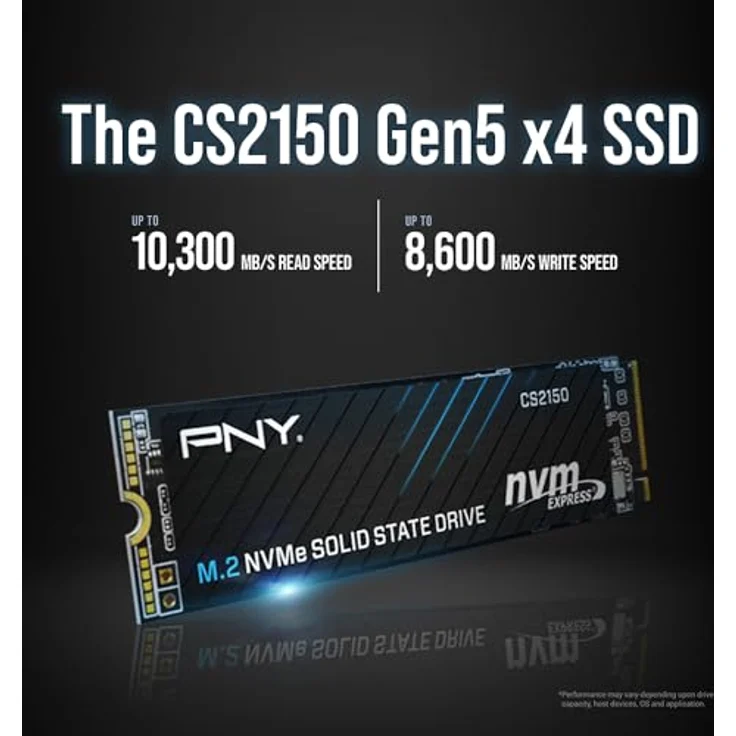 PNY CS2150 1TB M.2 NVMe Internes Solid State Laufwerk (SSD) - Gen5-Geschwindigkeit bis zu 10200MB/s, TCG Opal 2.0, Microsoft DirectStorage-Kompatibilität – Bild 2