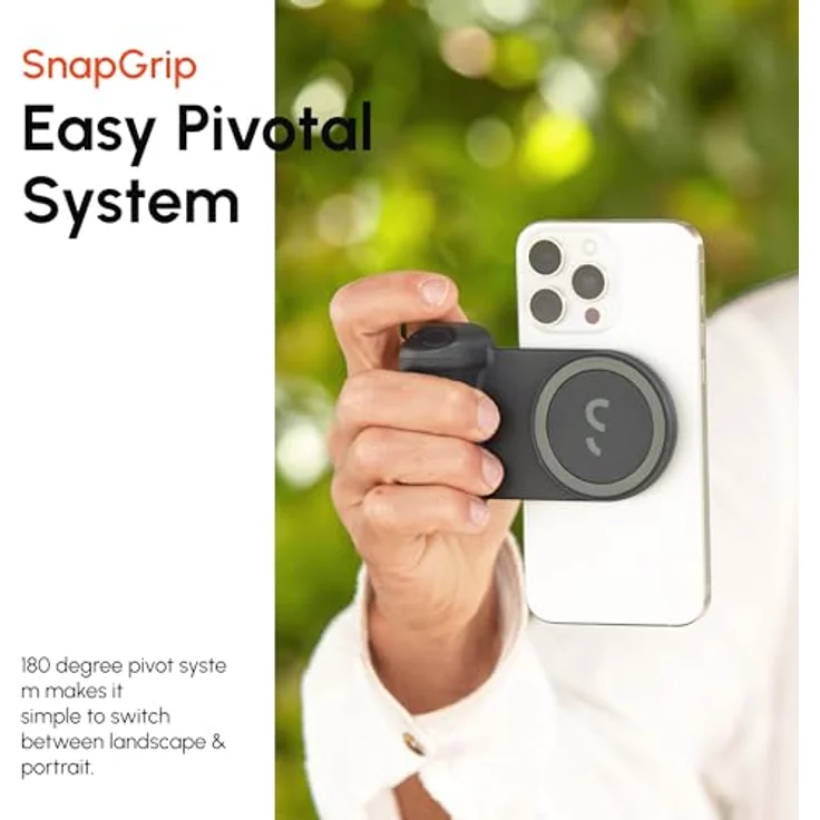 ShiftCam SnapGrip Pro Magsafe Halterung, Smartphone-Stativ mit ergonomischem DSLR-Griff, integrierter Bluetooth-Auslöser, Qi2 kabelloses Laden, 5000 mAh Akku, Schwarz – Bild 6