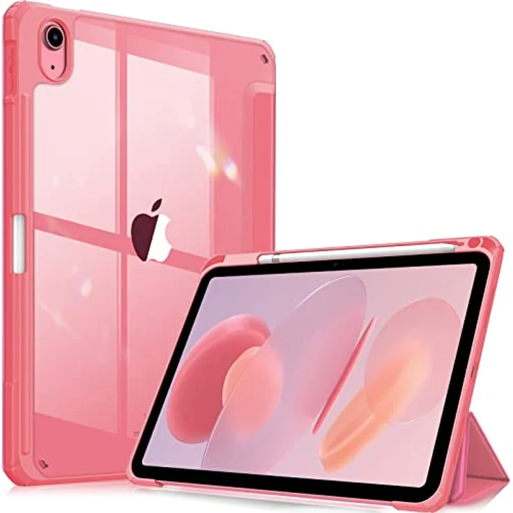 Fintie Hybrid Hülle für iPad 10. Generation 2022 (10.9 Zoll) mit Stifthalter - Stoßfeste Schutzhülle mit transparenter Hartschale auf der Rückseite, Pink – Bild 1