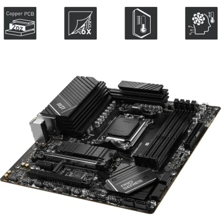 MSI PRO B650M-A WiFi Mainboard, Micro-ATX - Unterstützt AMD Ryzen 7000 Serie Prozessoren, AM5 - DDR5 Memory Boost 6400+MHz/OC, 2 x PCIe 4.0 x16, 2 x M.2 Gen4, Wi-Fi 6E – Bild 4