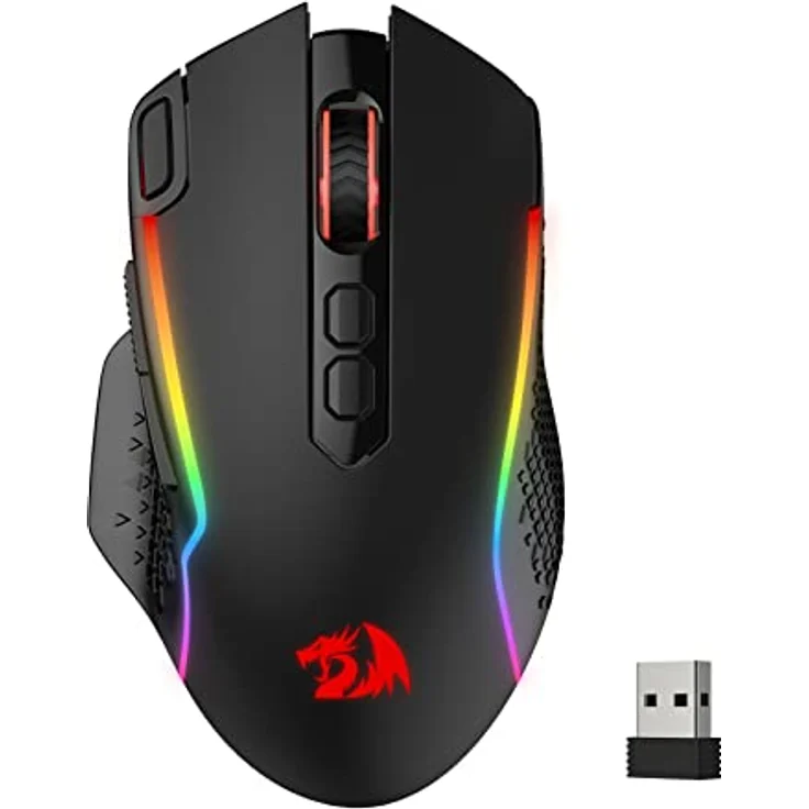 Redragon M810 Pro, Kabellose Gaming-Maus mit 10000 DPI, 8 programmierbaren Tasten, 45 Stunden Akkulaufzeit und RGB-Hintergrundbeleuchtung für PC/Mac/Laptop – Bild 1
