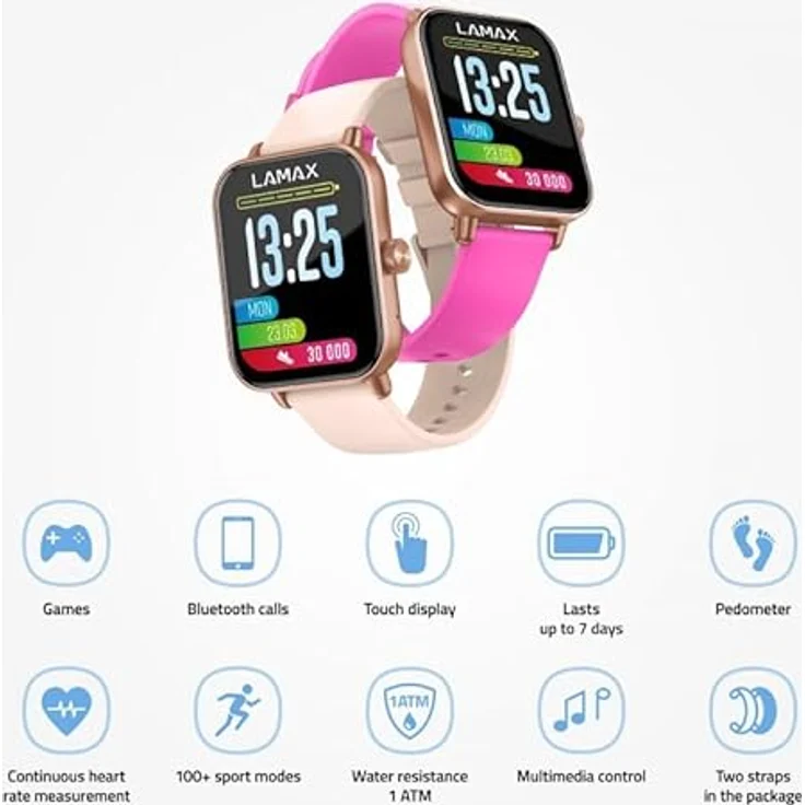 LAMAX BCool2 Play Rose Gold, Fitness-Zubehör für Kinder mit Pulsmessung und Musikwiedergabe – Bild 5