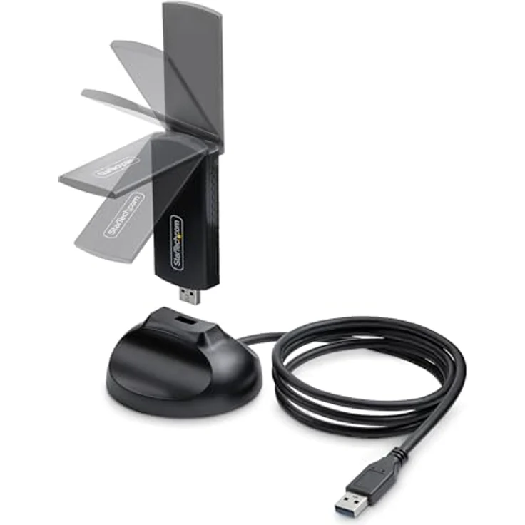 StarTech.com WiFi 6E USB 3.0 Adapter/Dongle, Tri-Band 2.4/5/6GHz, 5400Mbps Wi-Fi 6E für Windows 11/10, Schwarzer USB Adapter – Bild 2