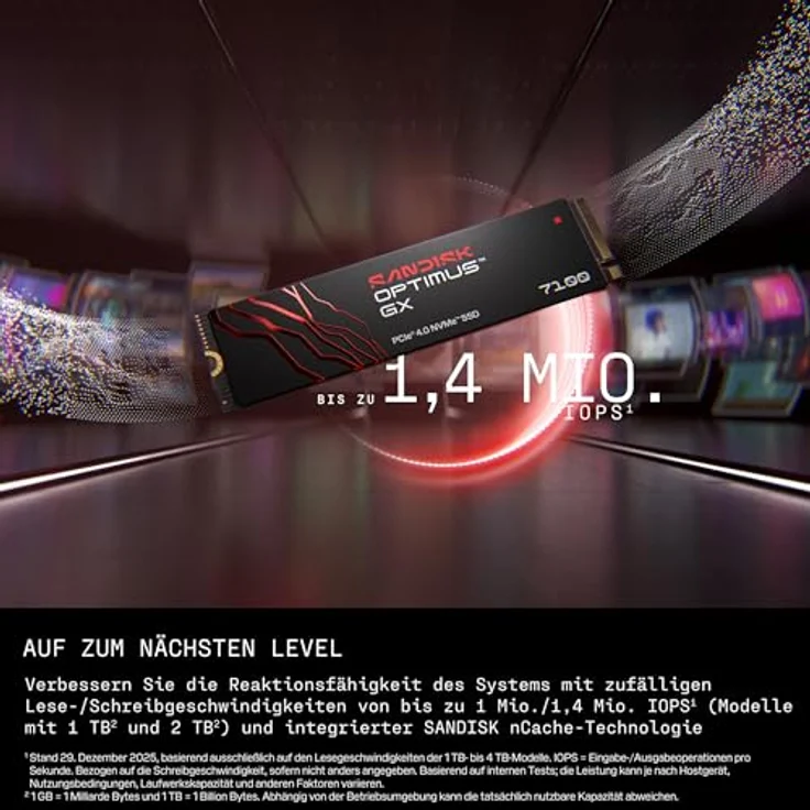 SANDISK Optimus™ GX 7100 NVMe™ Festplatte, 1 TB SSD PCI Express, sequenzielle Geschwindigkeiten bis zu 7.250 MB/s – Bild 5