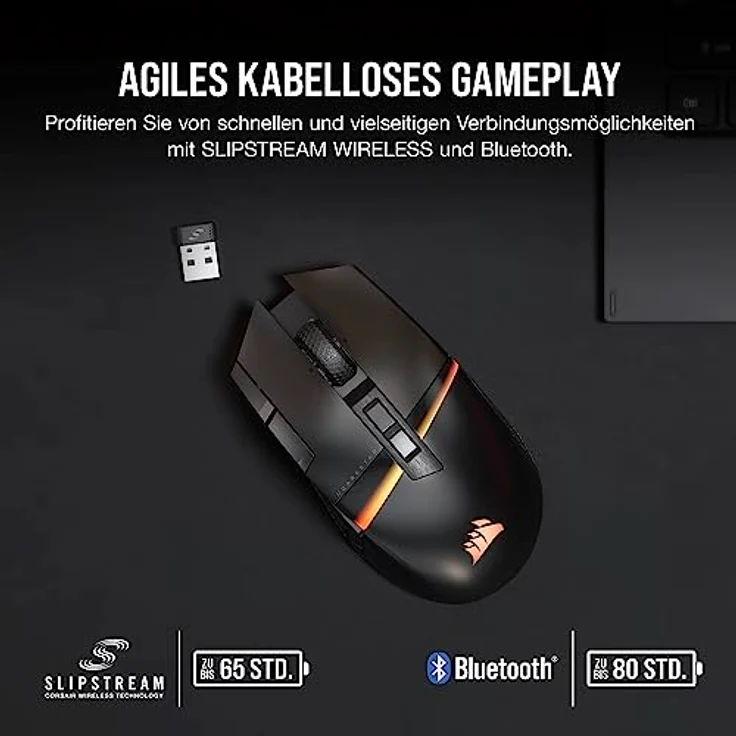 Corsair DARKSTAR Wireless MMO/MOBA Gaming-Maus - 26.000 DPI - 15 Programmierbare Tasten - Spannungsreduzierendes Design - Lange Batterielebensdauer - Schwarz – Bild 5