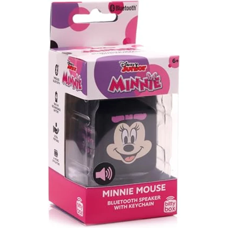 Bitty Boomers Disney Minnie Maus, Würfelförmiger Mini Bluetooth-Lautsprecher mit kraftvollem Sound, kompakt und tragbar – Bild 6