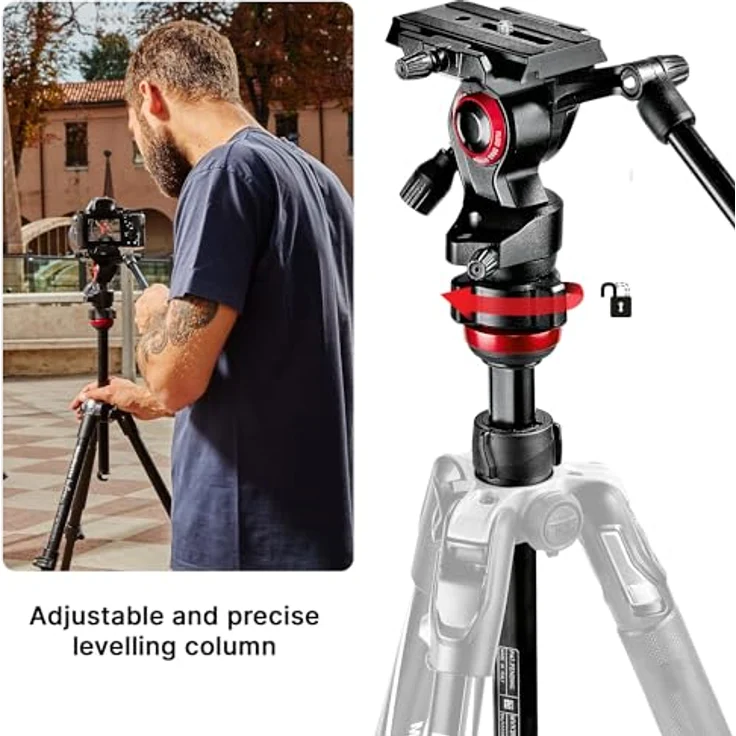 Manfrotto Befree Live Alu Reisestativ QPL (Klemmverschluss, mit Fluid-Video Kopf inkl. Tasche, Traglast: 4kg, Packmaß: 40cm, Gewicht: 1,75kg) – Bild 4