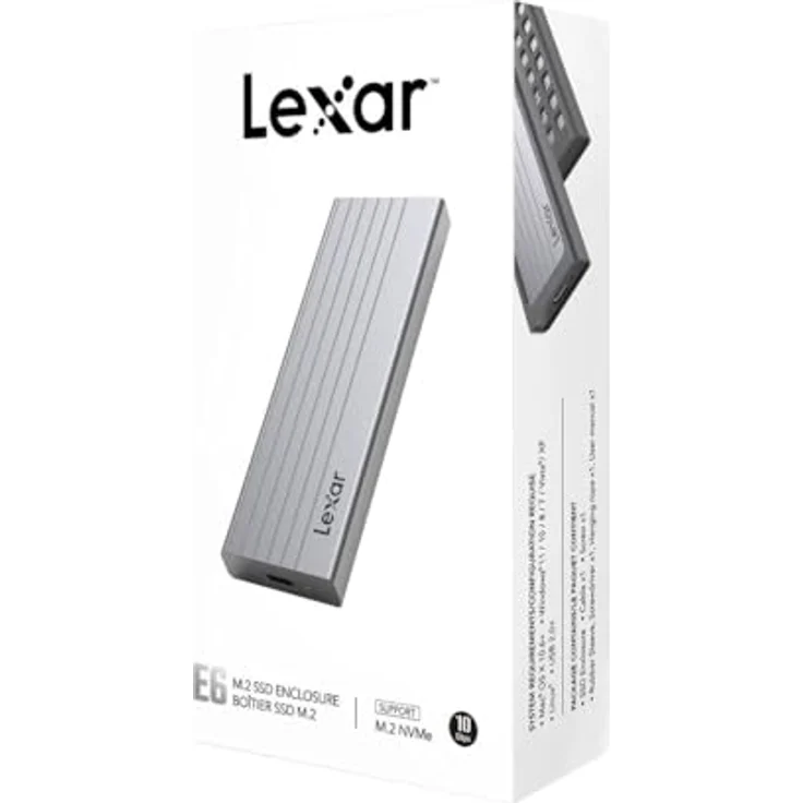 Lexar Externes Gehäuse USB 3.2 E6 – NVMe M.2 Typ 2280 (Silber) – Bild 5