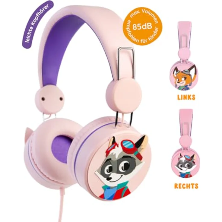 Edurino LernOhren, rosa, Kopfhörer mit verstellbarem Kopfband und Kids SafeAudio bis 85 dB – Bild 2