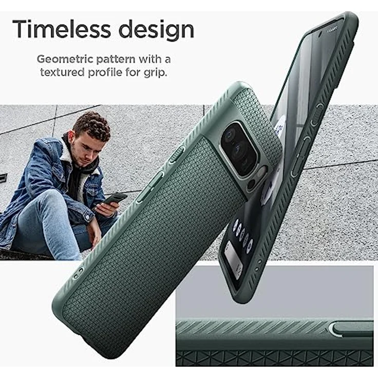 Spigen Liquid Air Hülle Kompatibel mit Google Pixel 8 Pro -Abyss Green Gemustertes TPU mit Eckschutz und Spider Web - Handyhülle – Bild 3