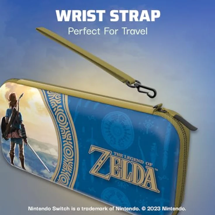 PDP Travel Case - Hyrule Blue - Reiseetui für Nintendo Switch, Switch Lite und OLED mit integriertem Ständer und abnehmbarem Handgelenkband – Bild 3