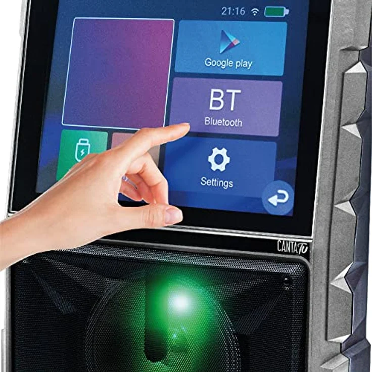 Giochi Preziosi HY-2110, Kabelloses Karaoke-System mit 40 W RMS, 14,1" LED-Display, Schwarz/Grau, MicroSD-Unterstützung und integriertem Disco Licht – Bild 6