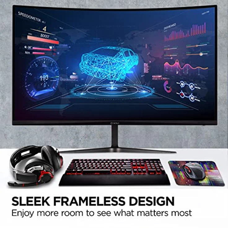 ViewSonic VX3218C-2K 32" QHD VA Curve Frameless Monitor, 165Hz, 1ms MPRT, 2 HDMI, DisplayPort, Speakers, FreeSync Premium, HDR10 - Hochwertiger Schwarz Monitor – Bild 3